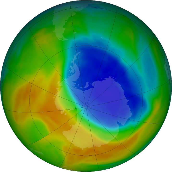 Antarctic ozone map for 30 October 2017